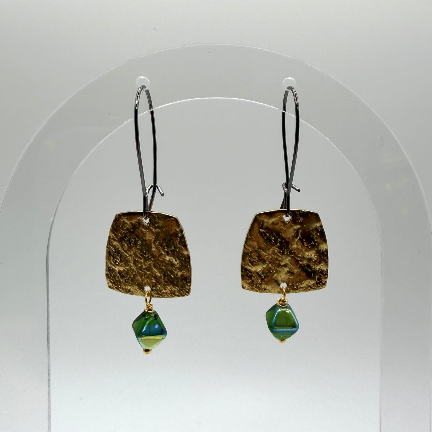 Earrings - Brass With Emerald