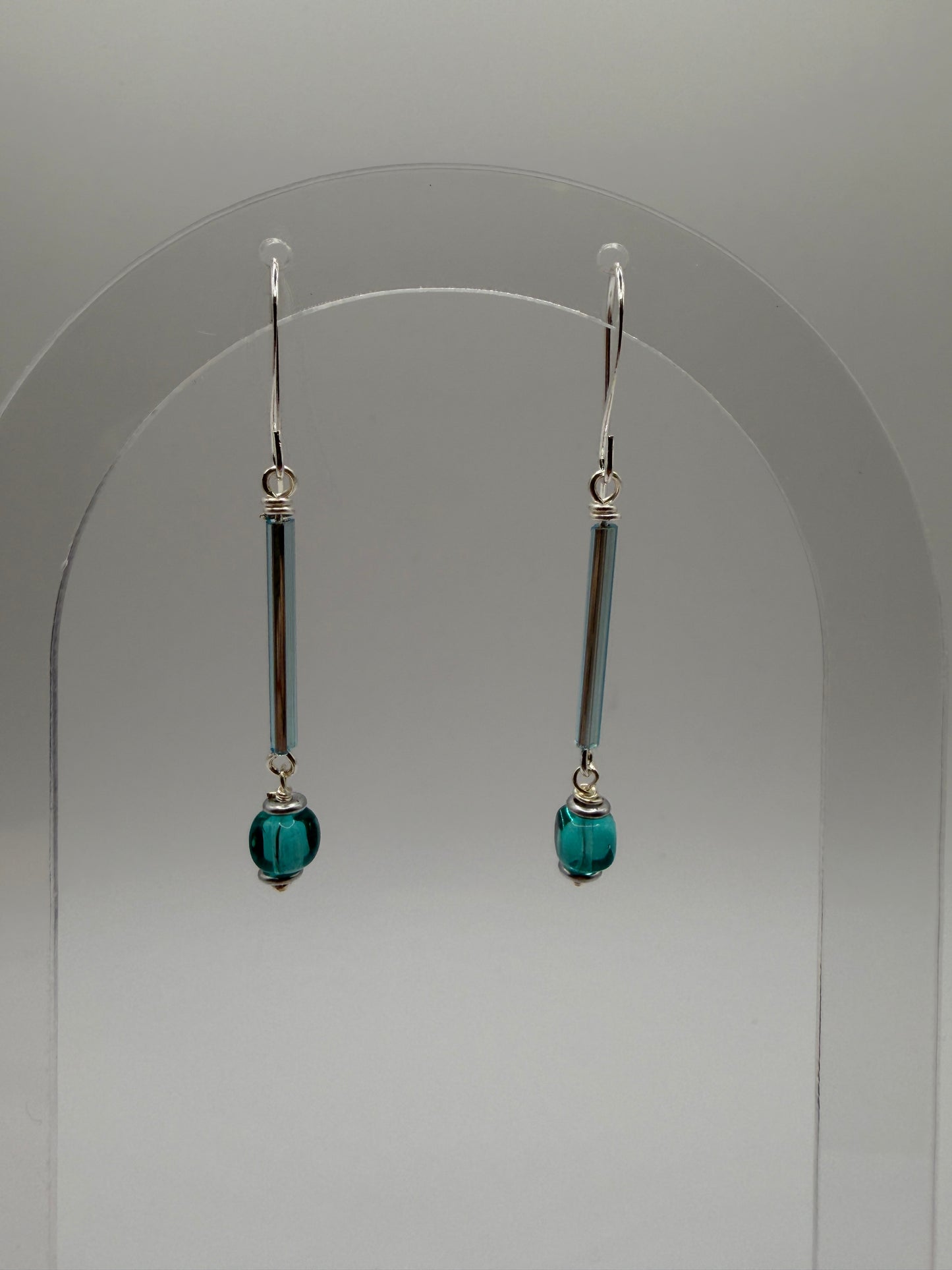 Earrings - Delicate Teal Rods