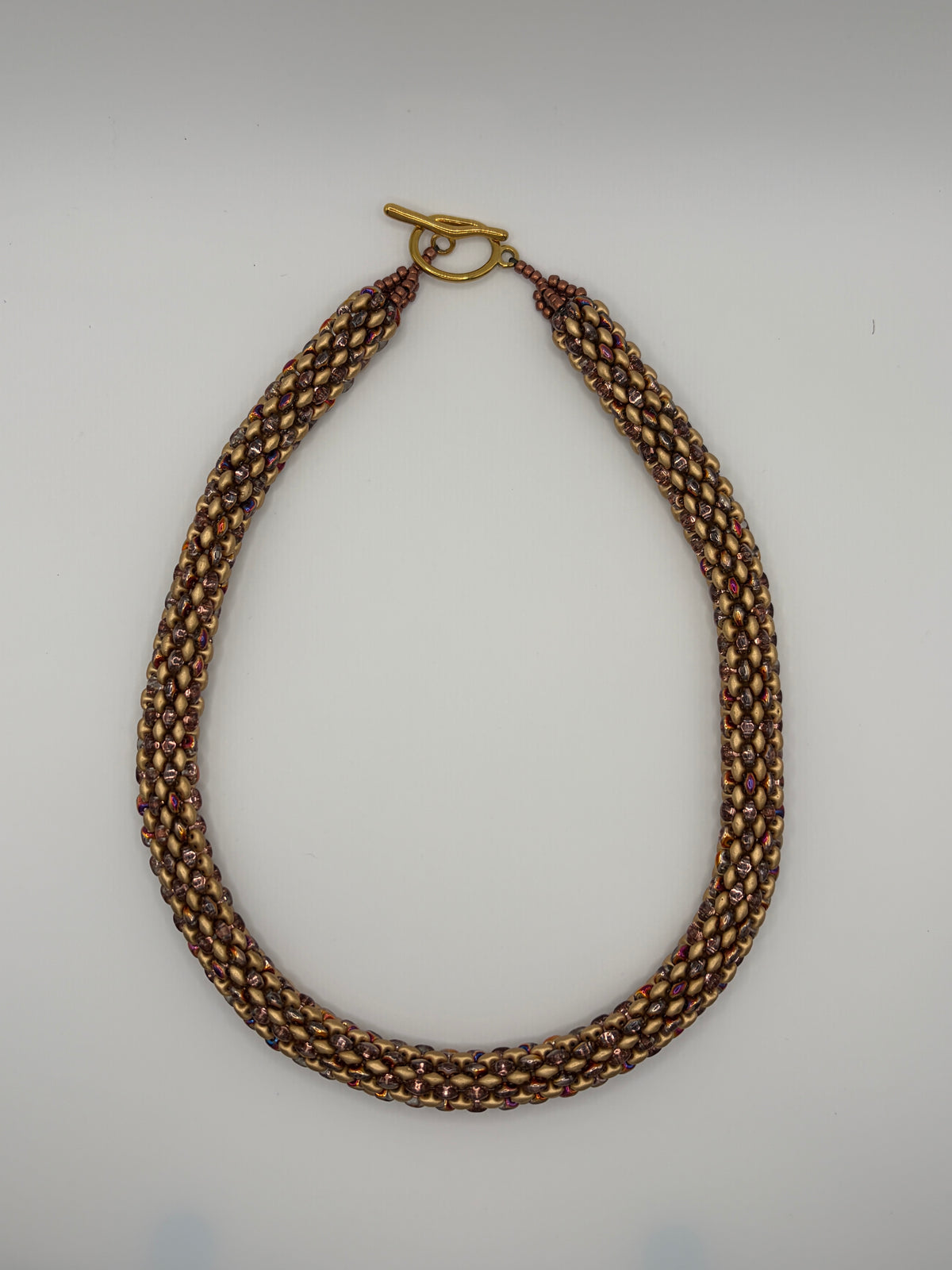 Superduo Necklace - Gold Striped
