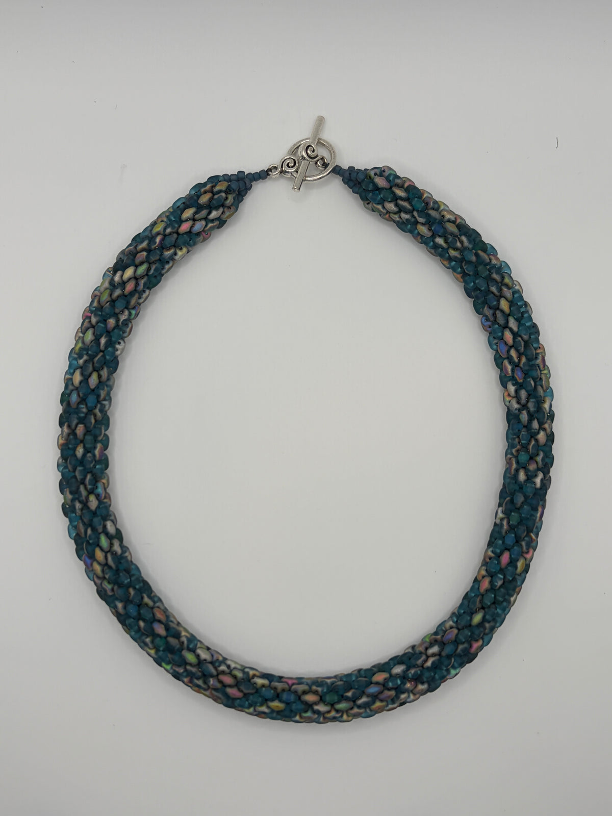 Superduo Necklace - Frosted Teal