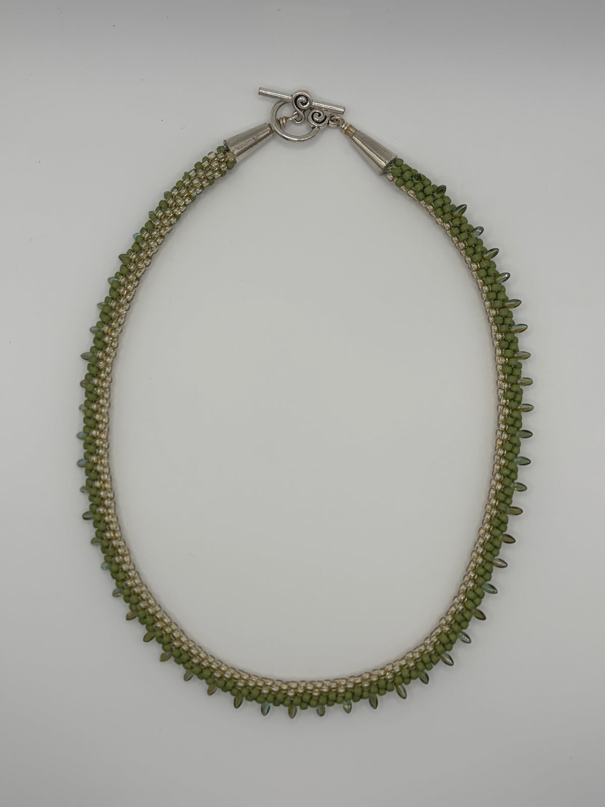 Kumihimo Necklace - Green Daggers