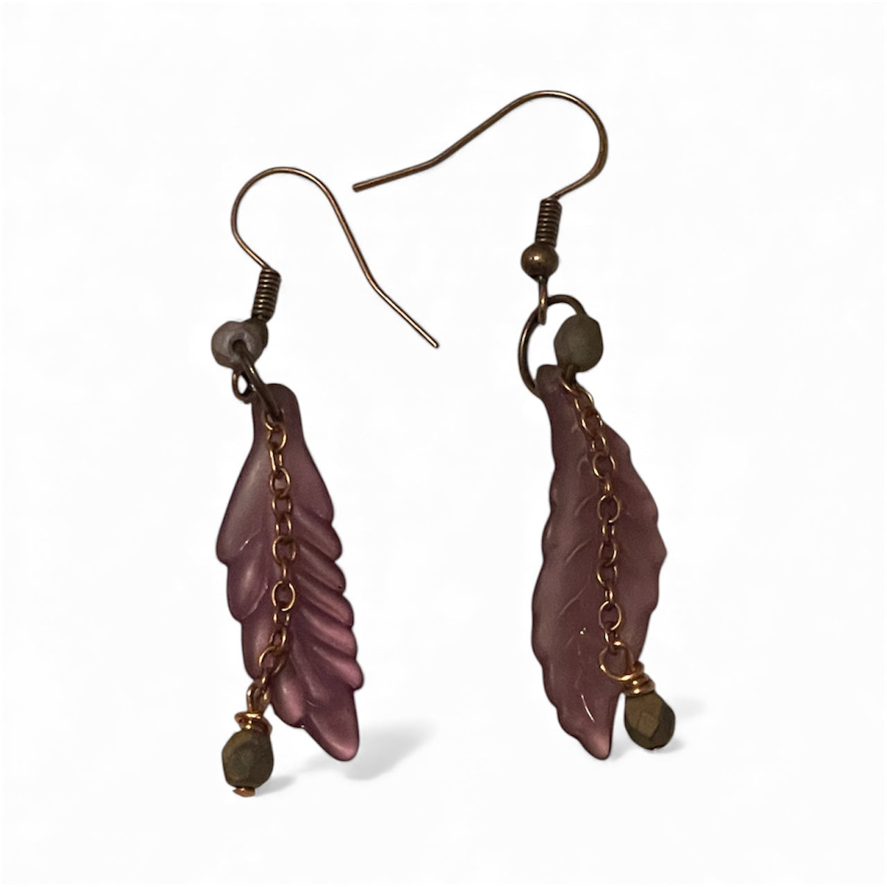 Earrings - Purple Acrylic Leaves