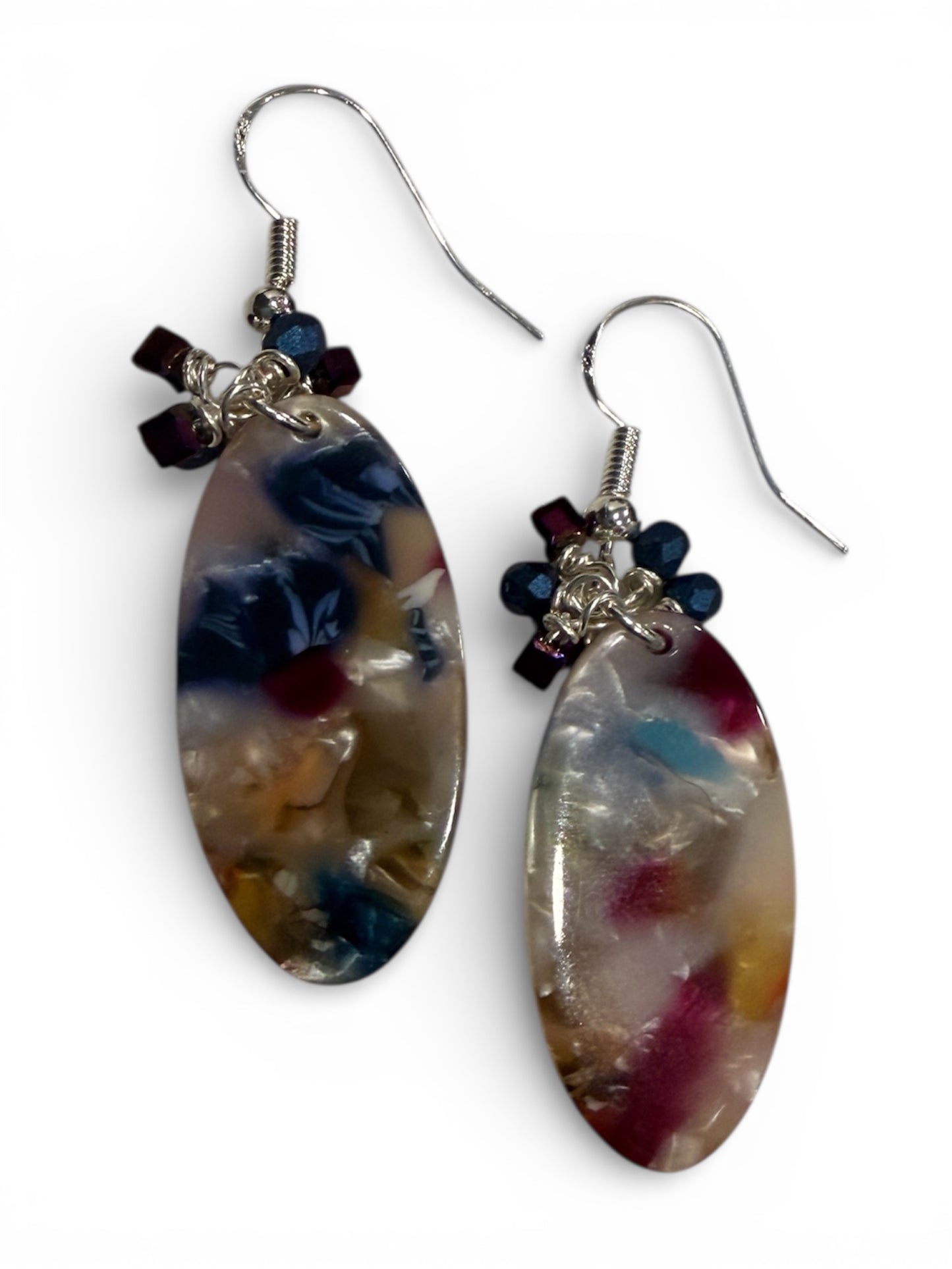 Earrings - Multi-colored Acetate Ovals