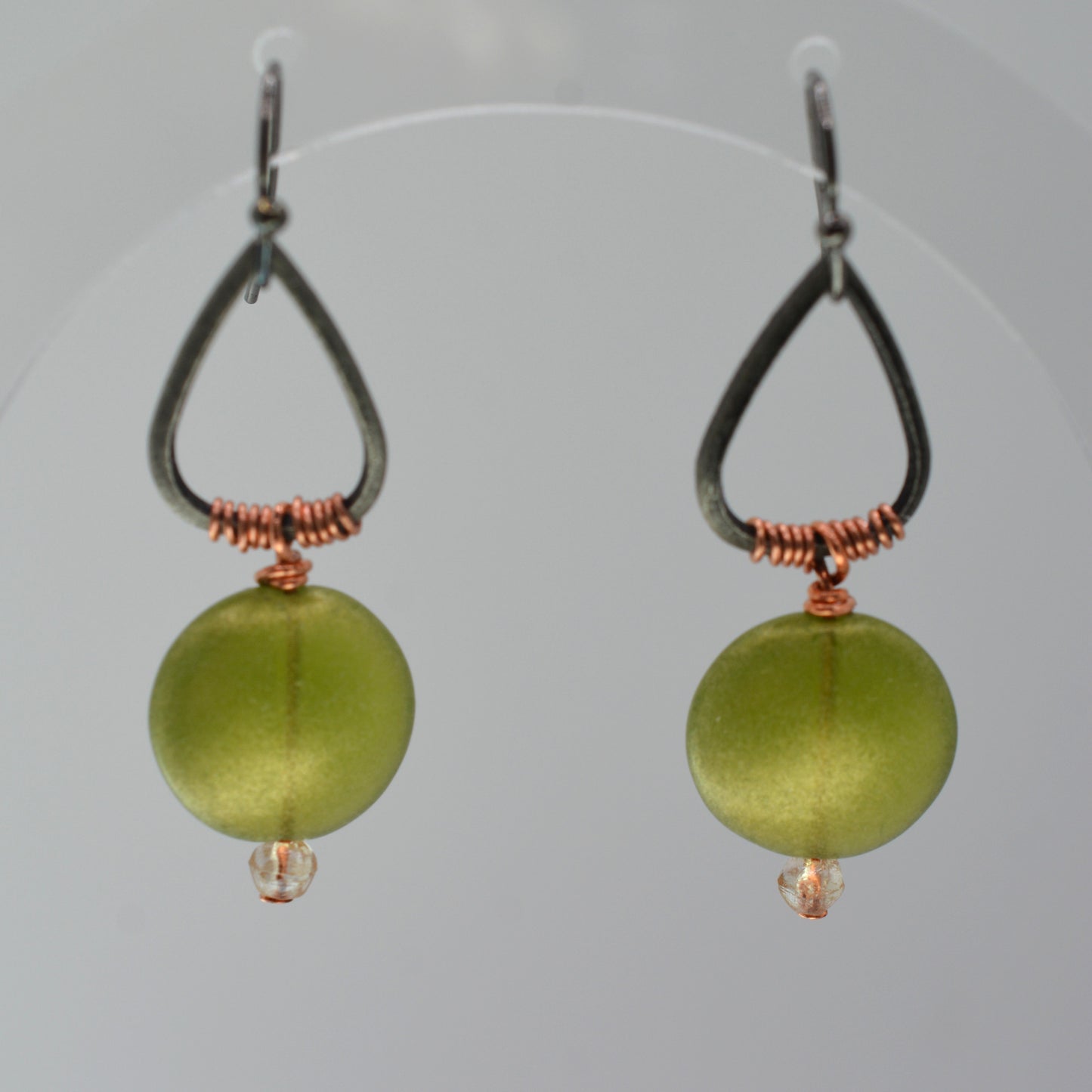 Earrings - Lime Discs With Black Frames