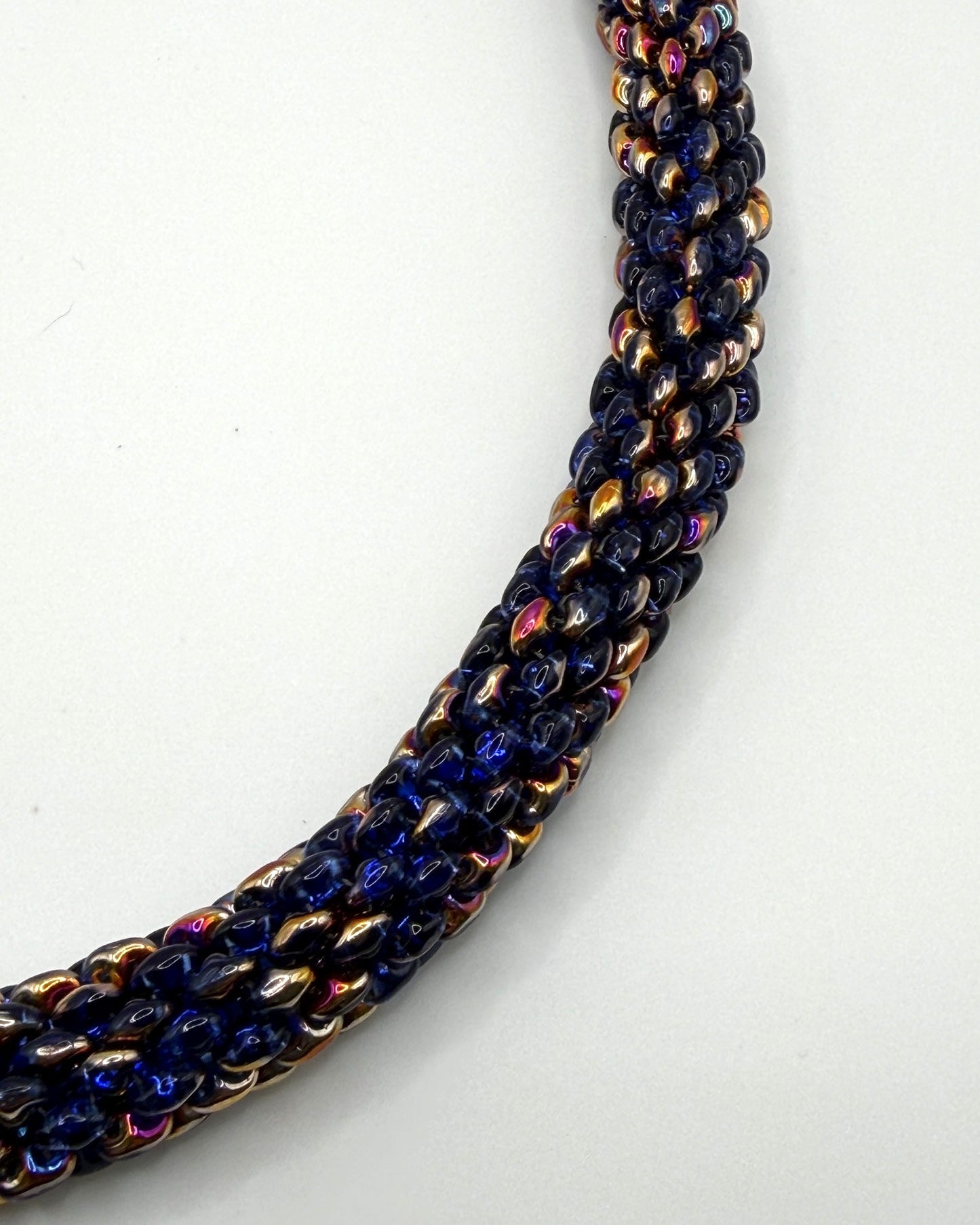 Superduo Necklace - Coppers and Blues