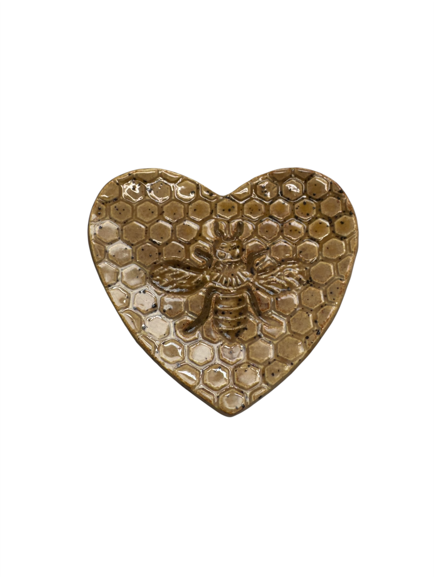 CREAMIC HEART DISH BEE 2-1/2X3"
