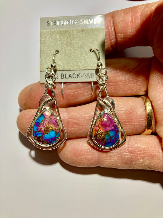Pink Copper Turquoise Earrings