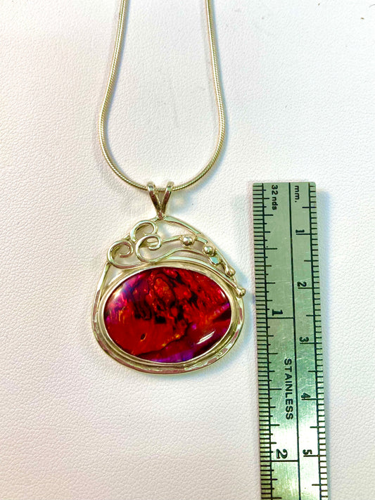 Pe-Red Paua Shell E-W Triple Top Silver
