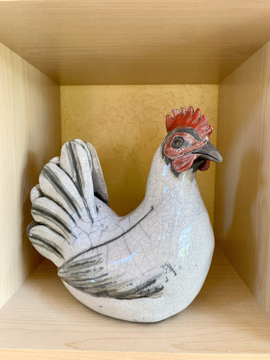 Raku Sculpture Hen