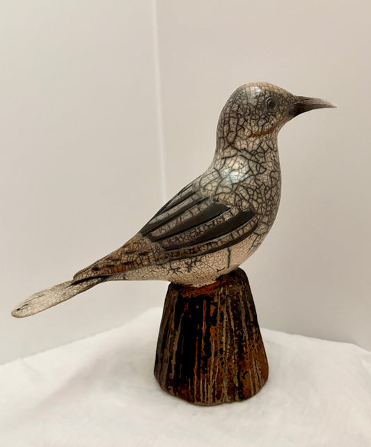 Raku Dove Long Tale on Stand