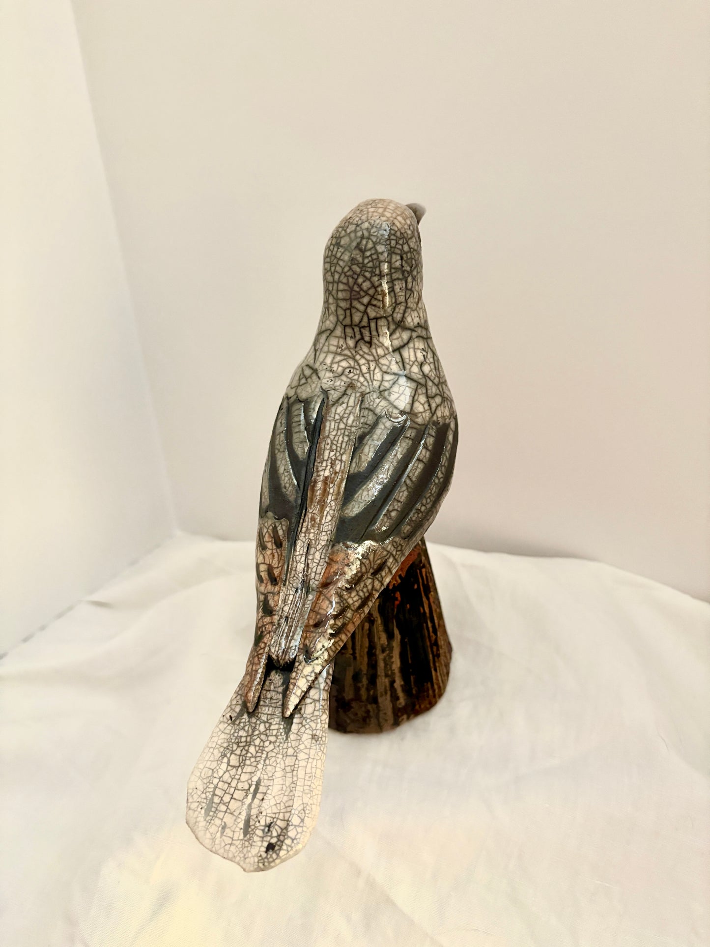 Raku Dove Long Tale on Stand