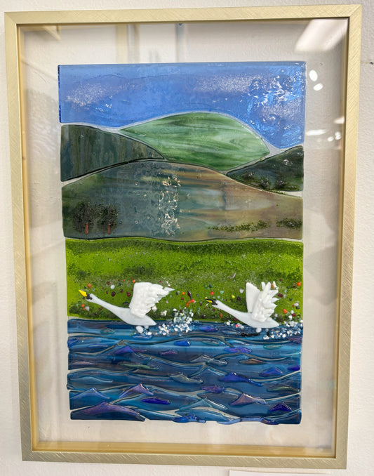 11X15 Taking Off Swans