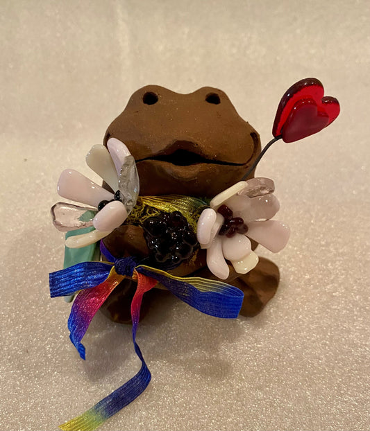 Frog With Hearts and Flowers