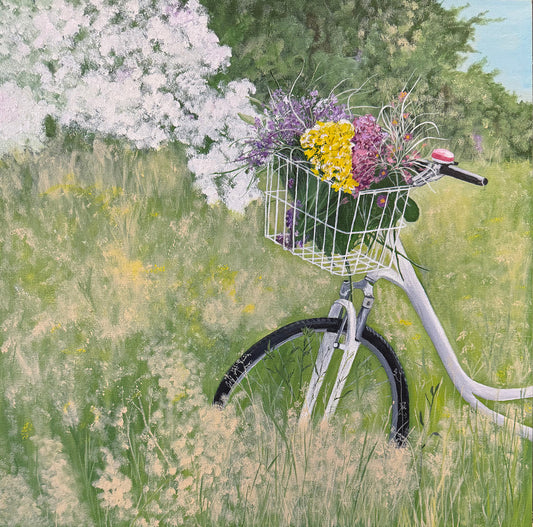 Gallery Bicyclette Et Fleurs 20X20