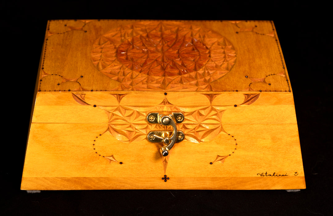 VI, Jewlery Box hand carved Bass Wood
