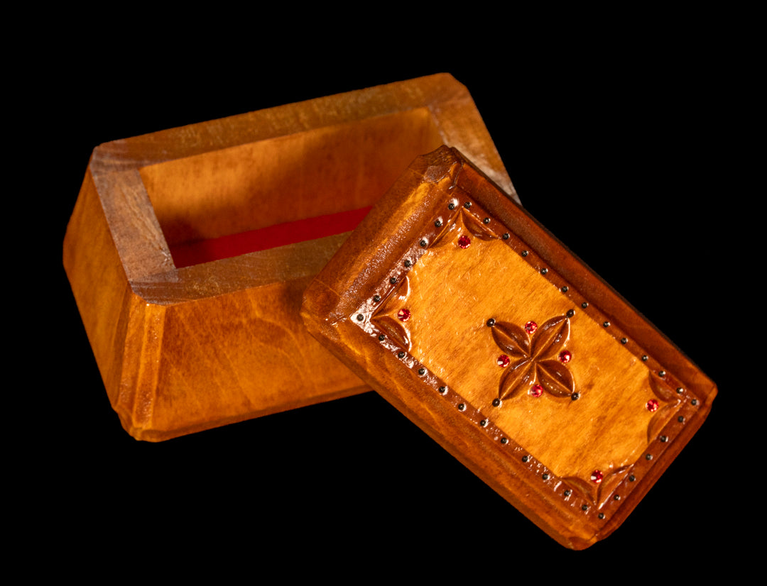 VI, Jewlery Box hand carved Bass Wood