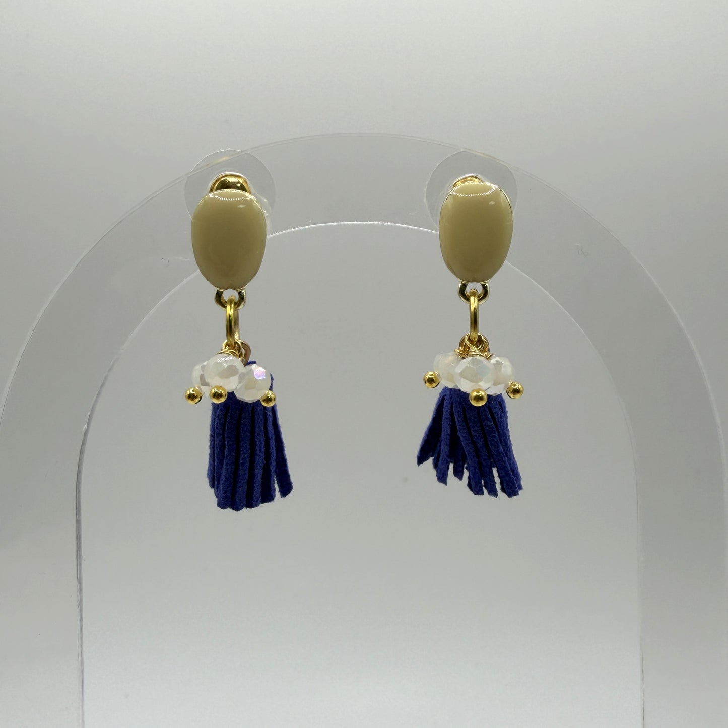 Earrings - Navy Tassels