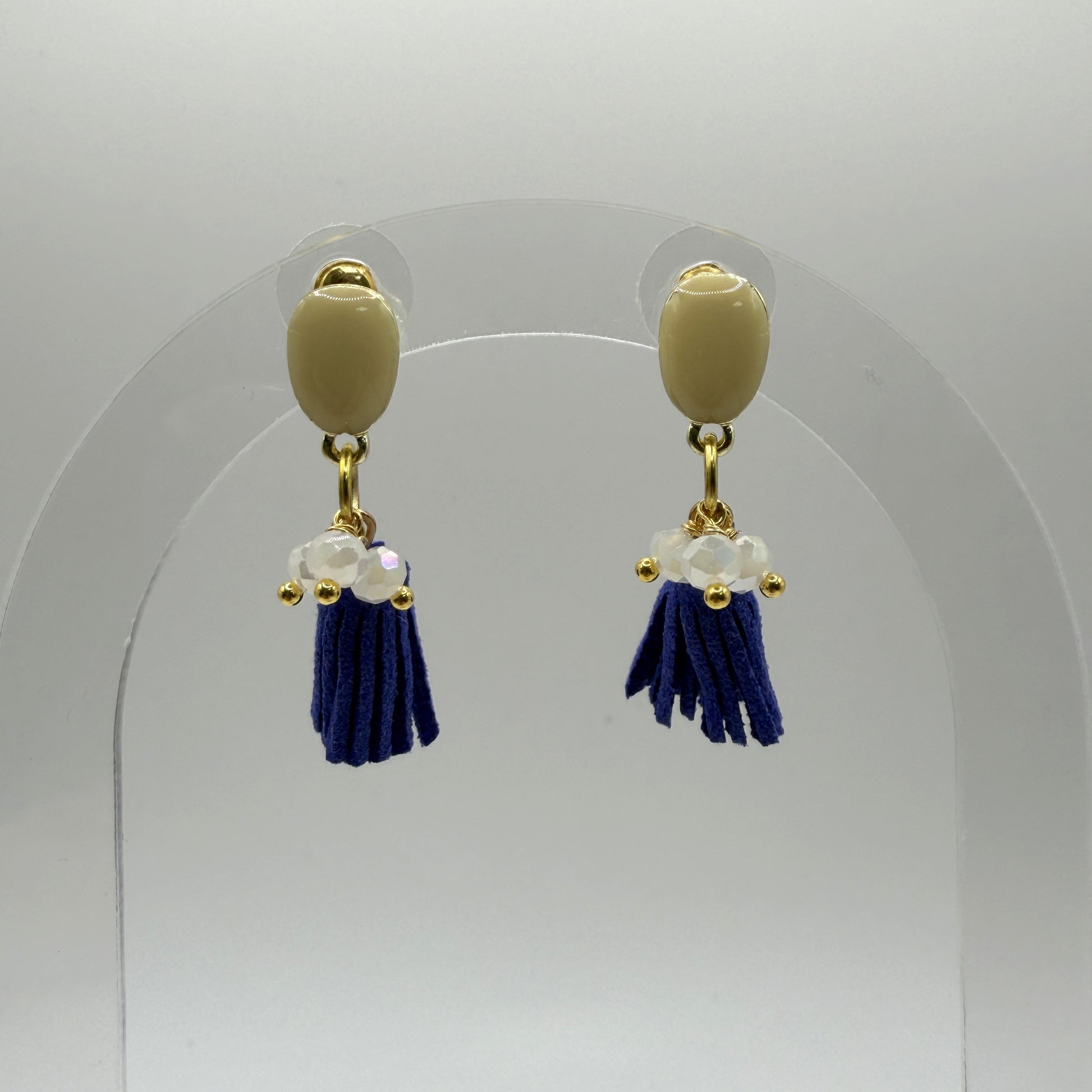 Earrings - Navy Tassels