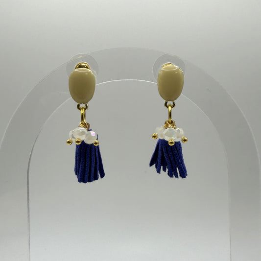 Earrings - Navy Tassels