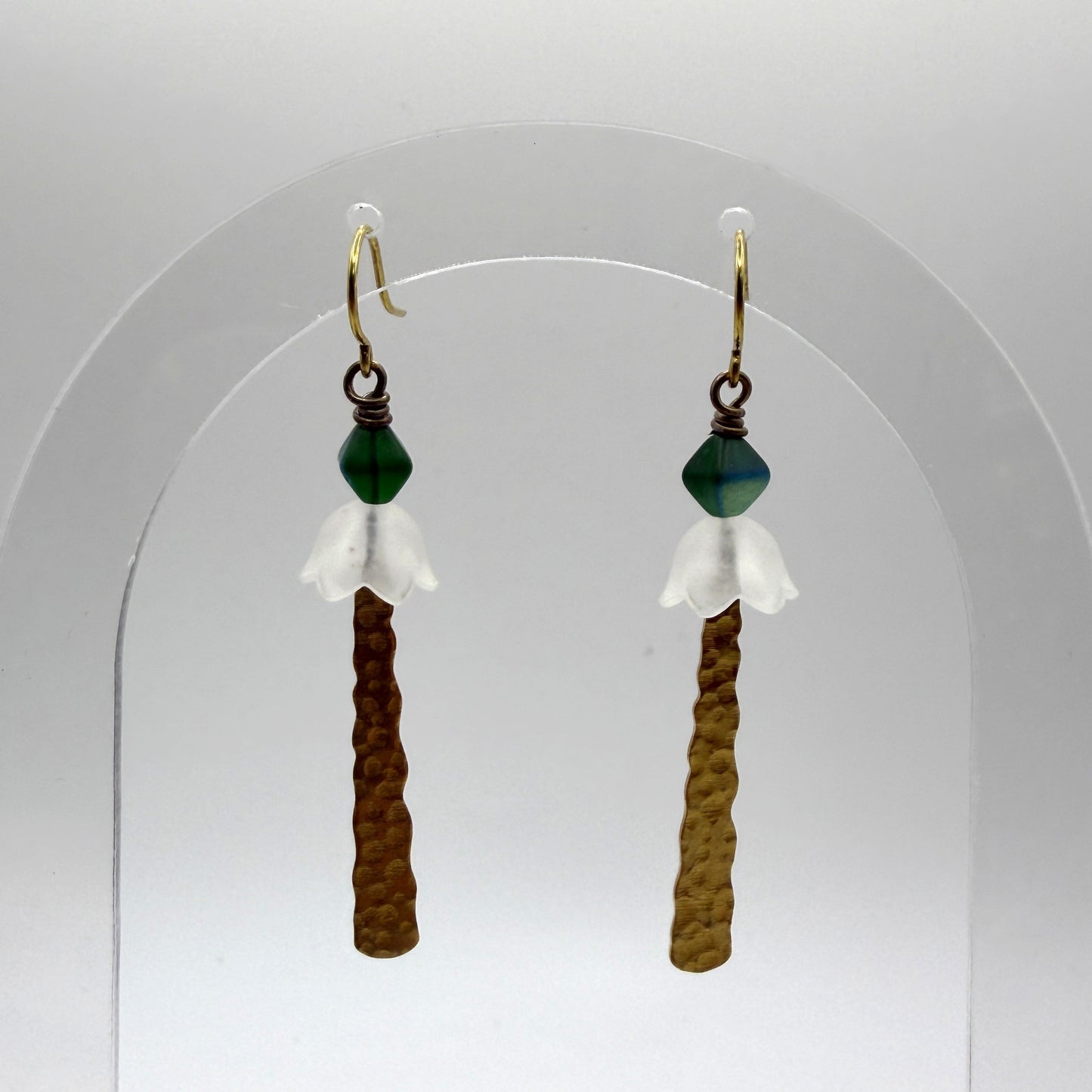 Earrings - Brass With Acrylic Flowers 1
