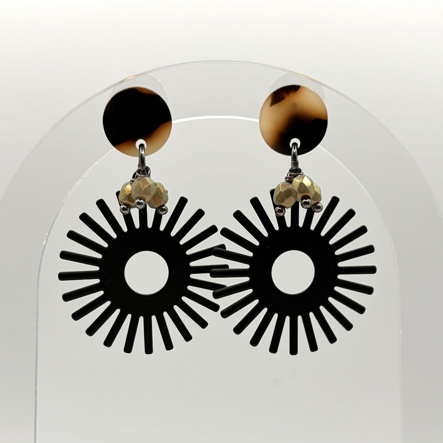 Earrings - Black Metal Starbursts