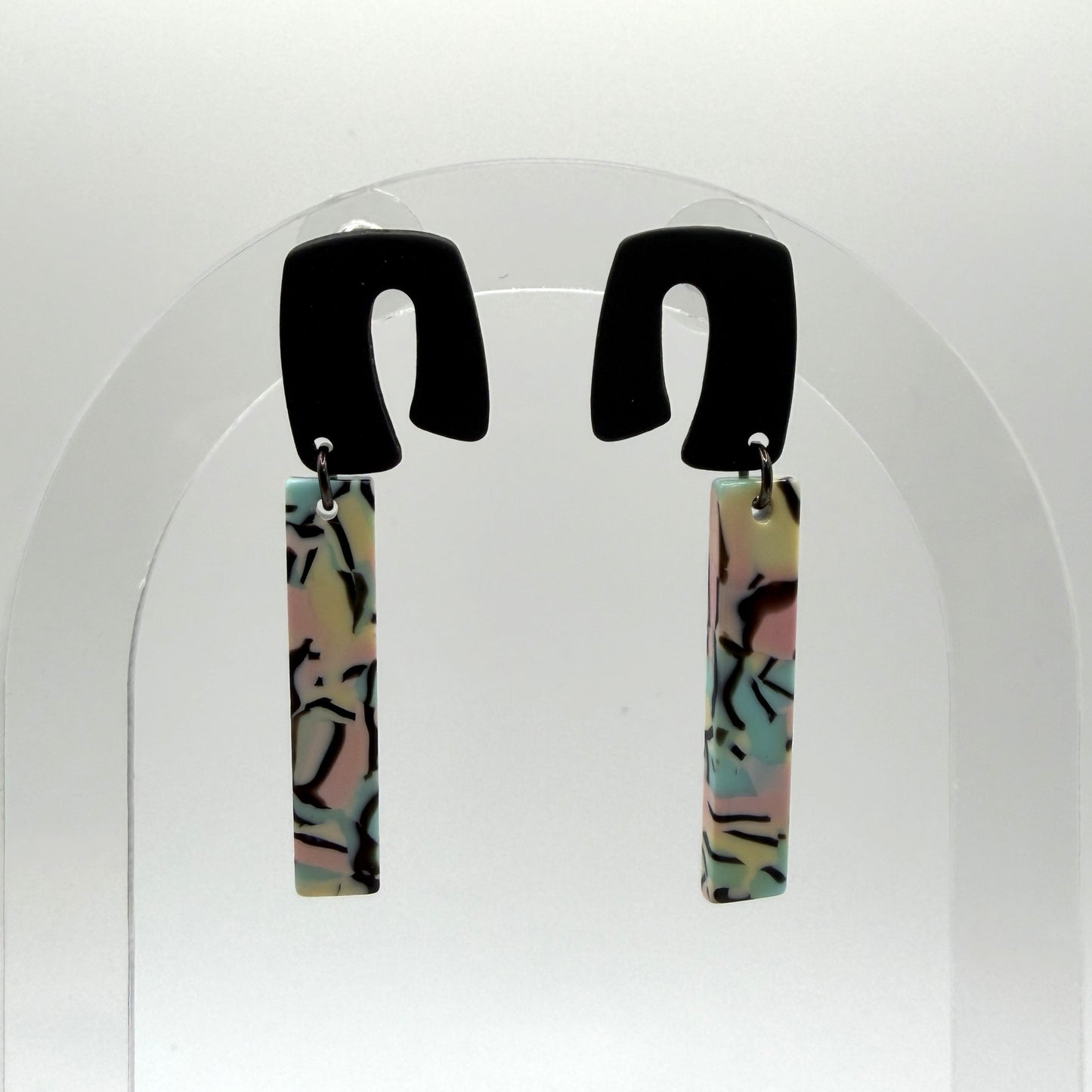 Earrings - Asymmetric Black Studs