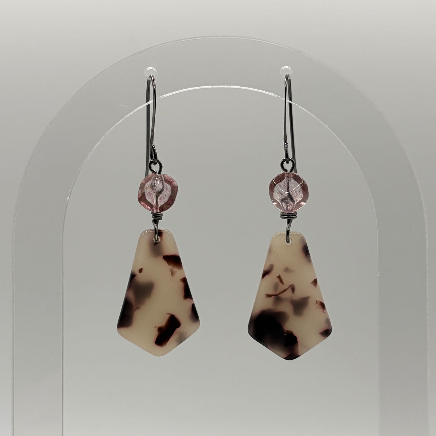 Earrings - Tortoise Shell With Pink
