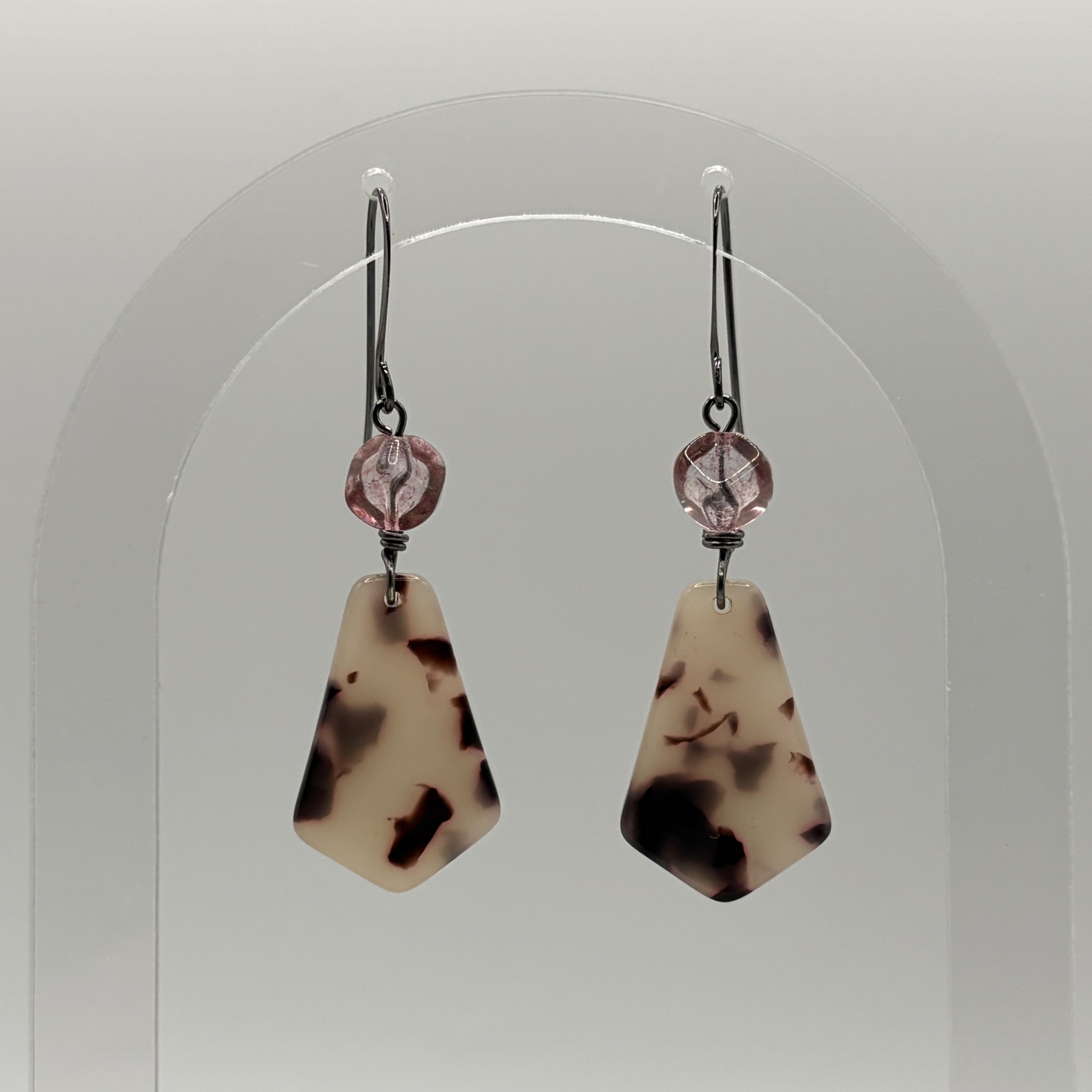Earrings - Tortoise Shell With Pink