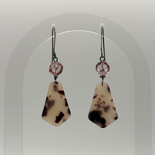 Earrings - Tortoise Shell With Pink