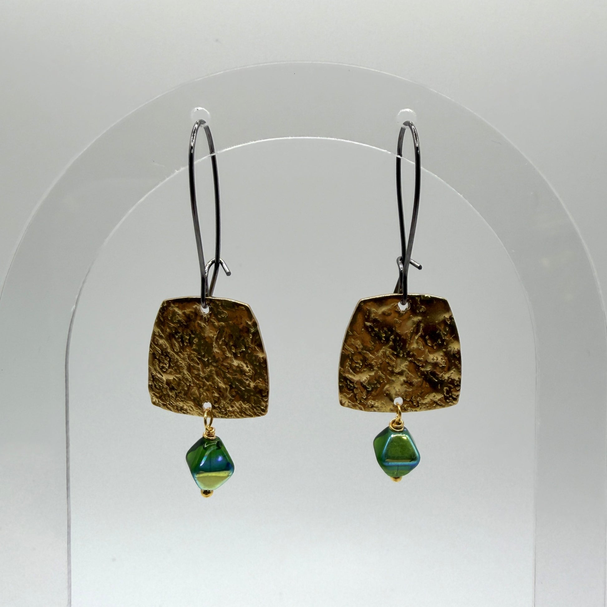 Earrings - Brass With Emerald