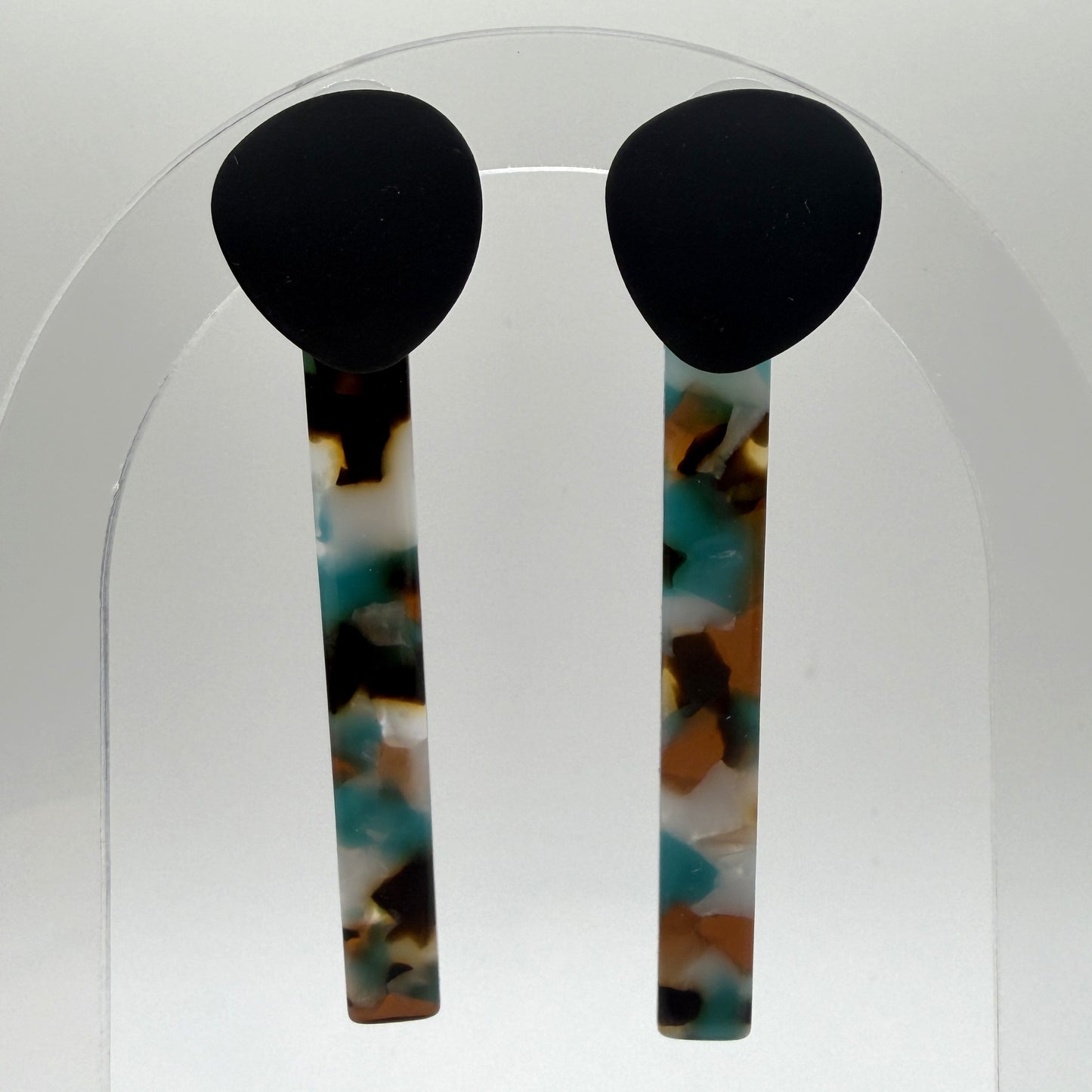 Earrings - Teal Multi-colored Rods