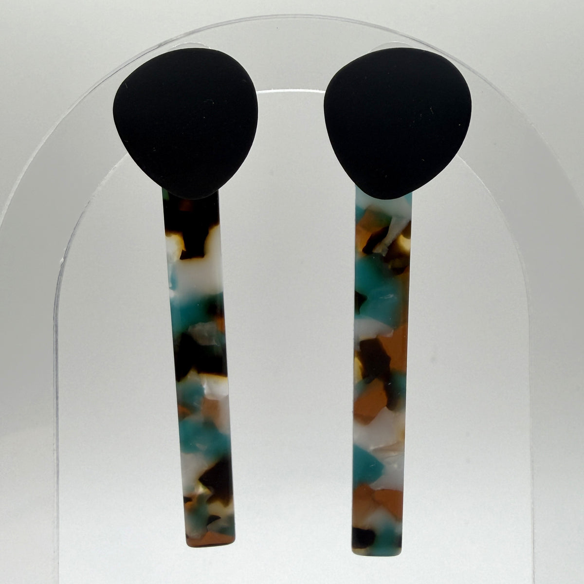 Earrings - Teal Multi-colored Rods