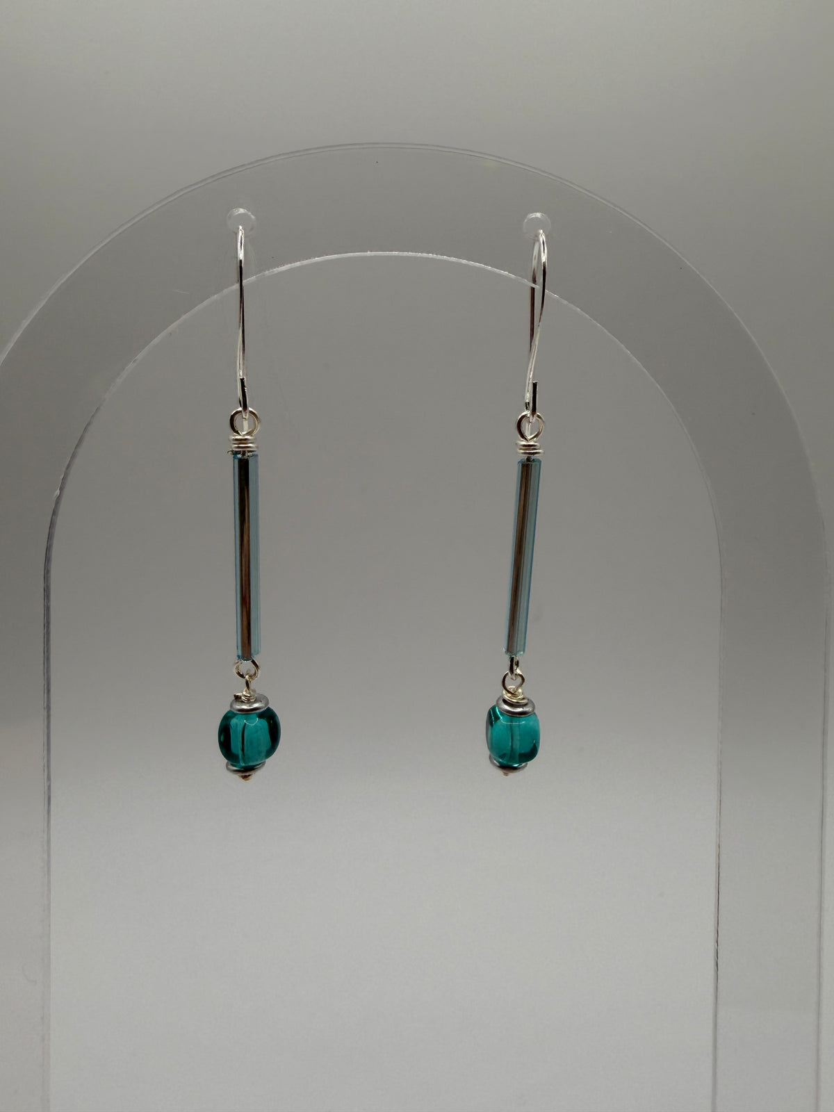 Earrings - Delicate Teal Rods