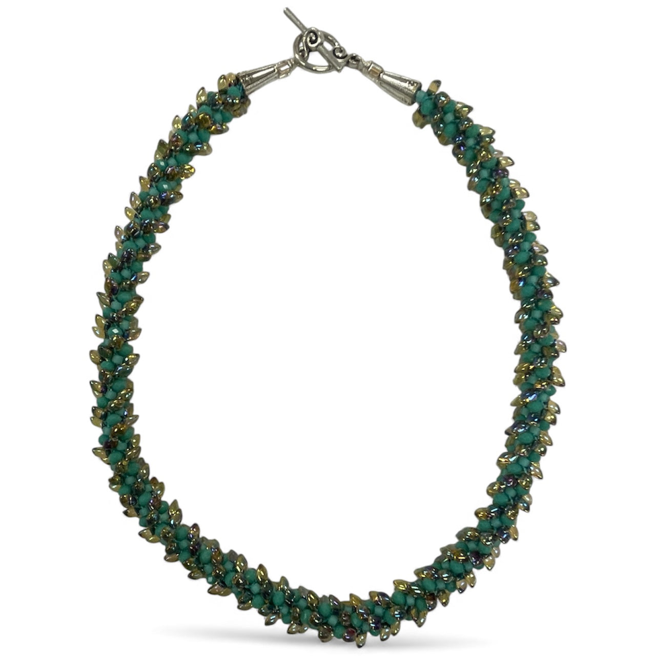 Kumihimo Necklace - Rainbow Magatama