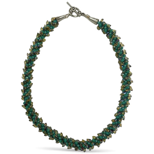 Kumihimo Necklace - Rainbow Magatama