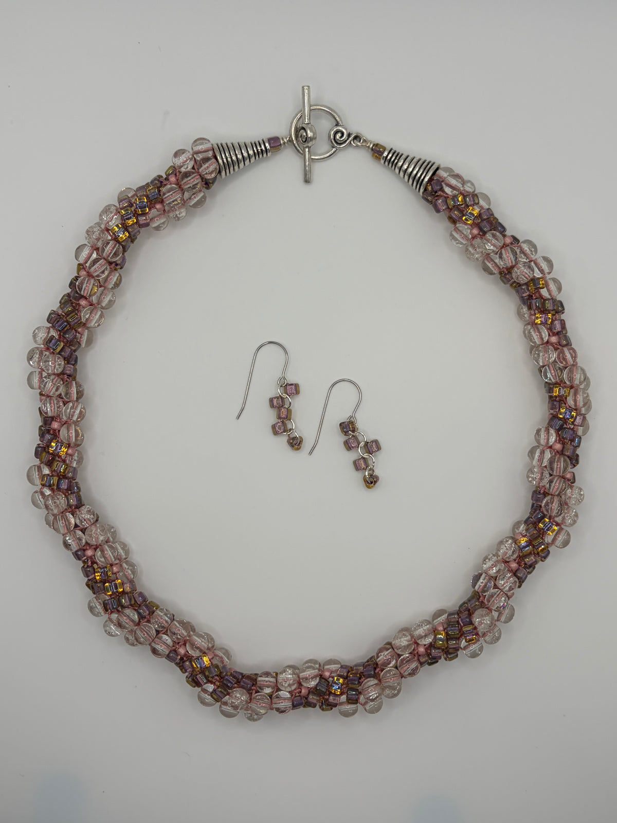 Necklace Set - Pink and Clear Wave