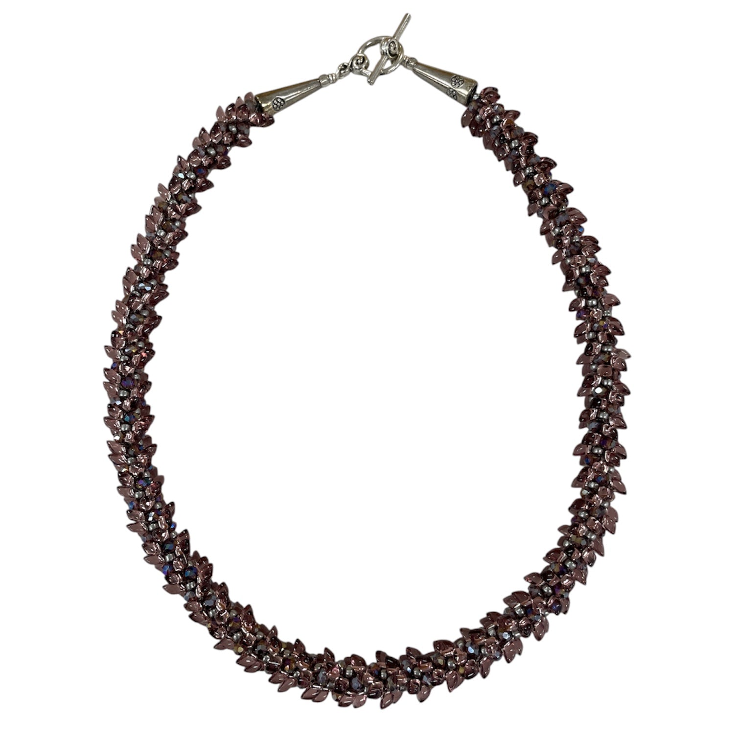 Kumihimo Necklace - Amethyst Magatama