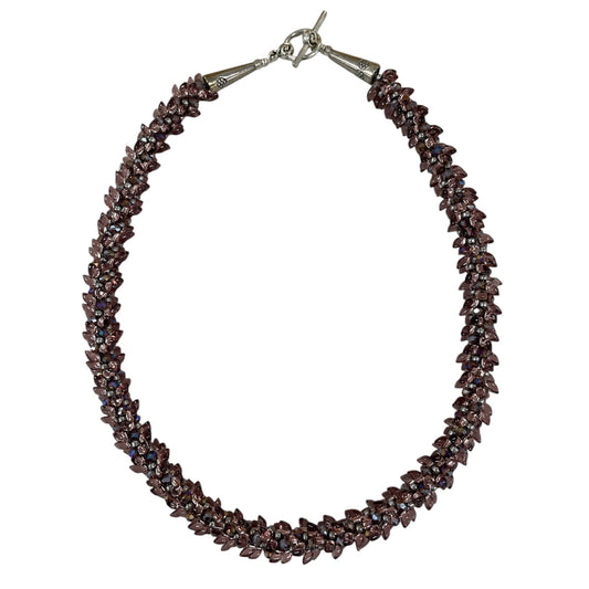 Kumihimo Necklace - Amethyst Magatama