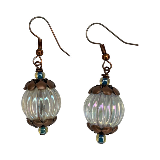 Earrings - Irridescent Lantern Bead