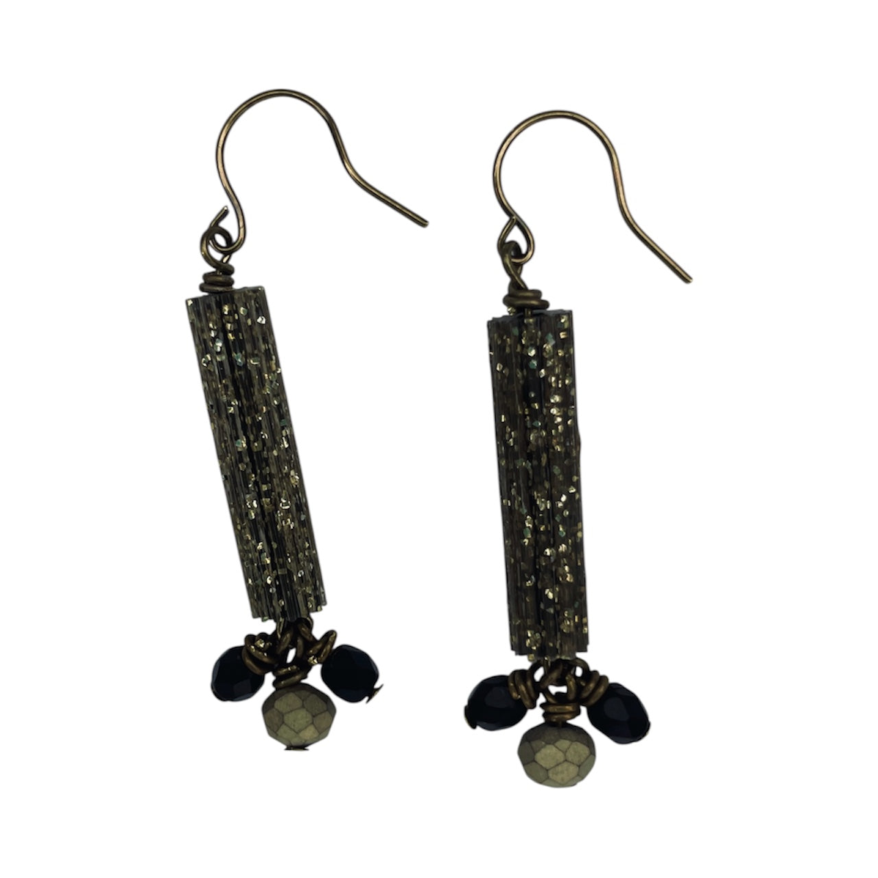 Earrings - Gold/Black Sparkle