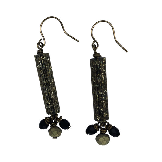 Earrings - Gold/Black Sparkle