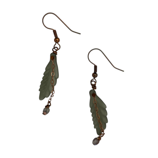 Earrings - Acrylic Leaves With Copper