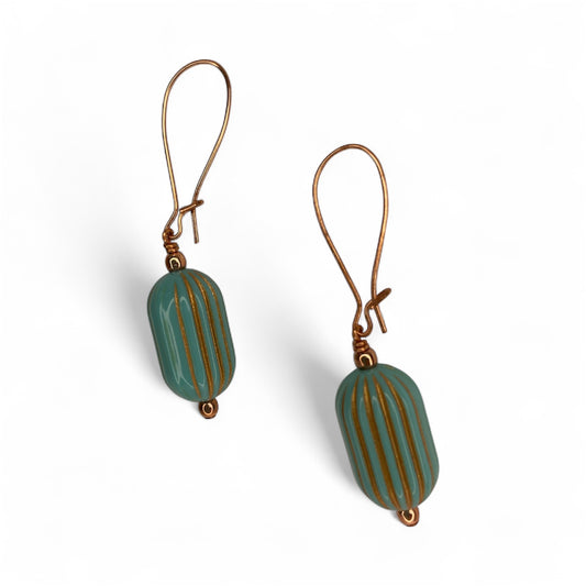 Earrings - Turquoise Art Deco with Copper Accents