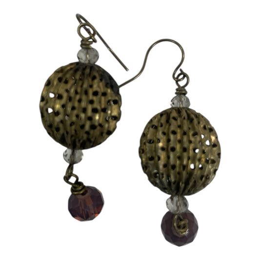 Earrings - Perforated Brass With Dangle