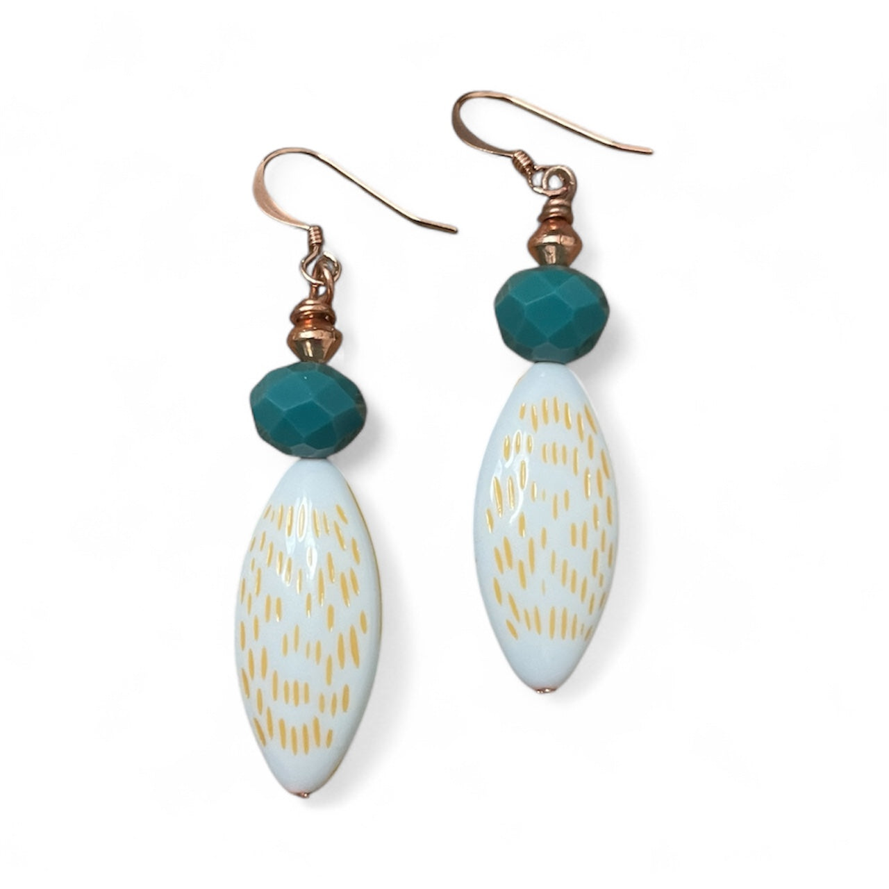 Earrings - Copper Statement Bead With Teal & Copper Accents