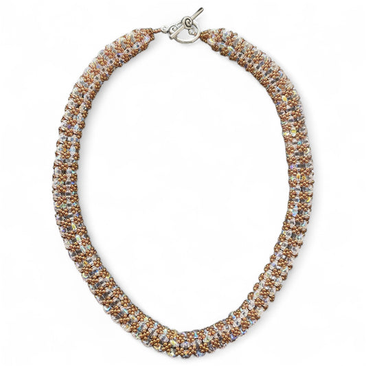 Superduo - Irridescent Beads With Gold Seed Beads