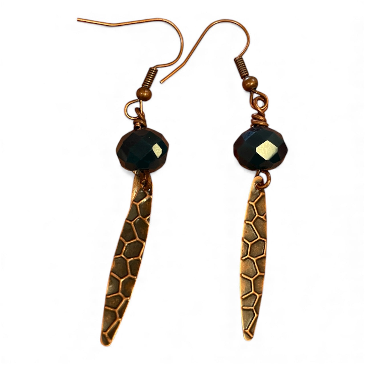 Earrings - Copper Daggers With Navy