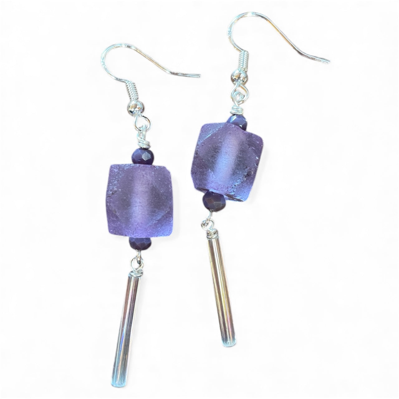 Earrings - Purple Faceted