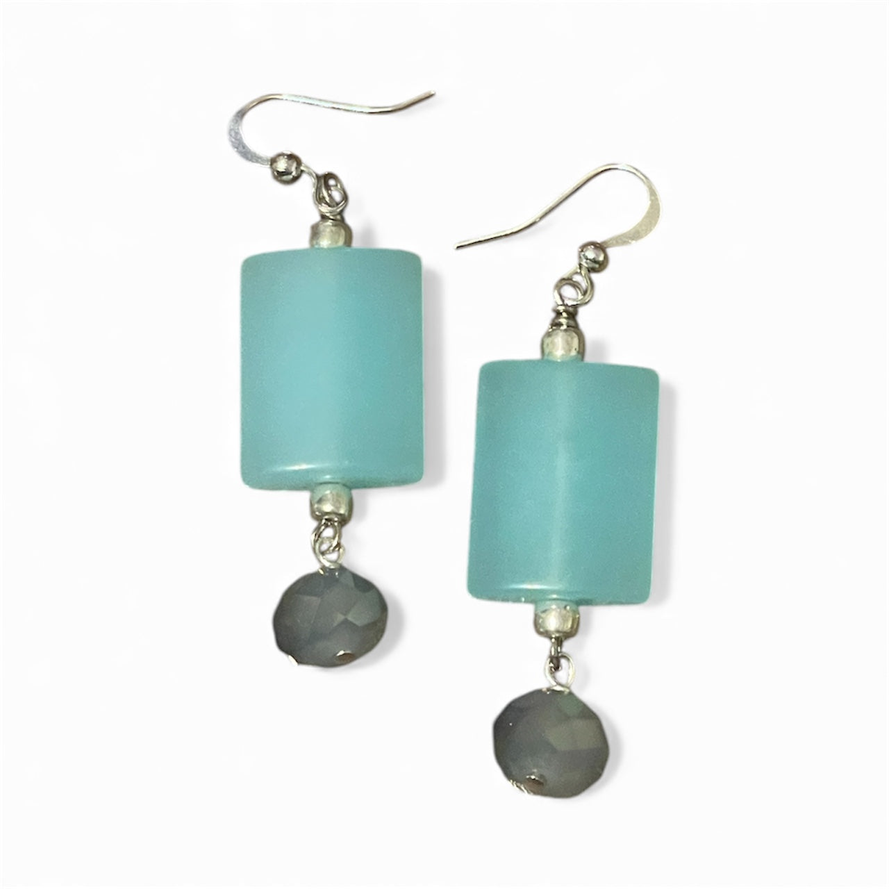 Earrings - Sea Blue Rectangles