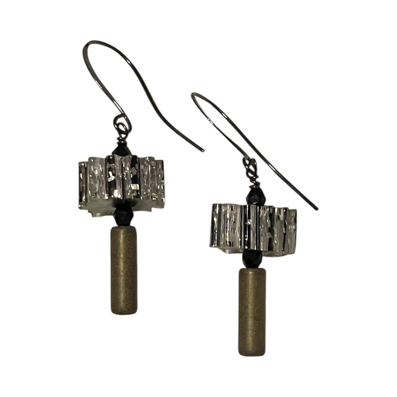 Earrings - Ribbed Black Circles